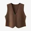 Chaqueta Cardigan de Color Sólido Estilo Coreano Cintura Interior Otoño e Invierno Cuello en V Un Botón Transfronterizo Traje Suave Chaleco de Punto para Mujer