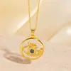 Collar Ojo de la Suerte Dorado Transfronterizo de Amazon para Mujer, Cobre Incrustado con Circonita, Colgante Ojo del Diablo en Relieve Tridimensional