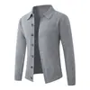 Cardigan de Tricô Masculino com Gola Lapela para Primavera e Outono Simples Cor Sólida de Botão Único Manga Longa Casaco de Tricô Casual Versátil