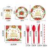 Tema de Flor de Navidad Roja Elementos Navideños Platos de Papel Desechables Vasos de Papel Servilletas Cubertería Tenedores y Cucharas Vajilla Suministros para Fiesta