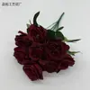 Camélia de 9 galhos com bordas encaracoladas, buquê de rosas artificiais, decoração de arco para corredor de casamento, flores artificiais para comércio transfronteiriço e arranjos florais