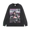 Camiseta negra vintage de algodón pesado con estampado de manga japonesa, marca de moda oversize, manga corta y manga larga, en stock para comercio exterior