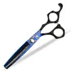 Tijeras de Peluquería Nepson Mango Negro Patrón Azul de 6.0 pulgadas, Tijeras para Cortar el Cabello, Tijeras Planas, Tijeras Entresacadoras, Tijeras para Flequillo, Tijeras Entresacadoras