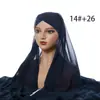 Nuevo Hijab Conveniente de Gasa Universal para las Cuatro Estaciones Bufanda Lisa de Gasa Sombrero con Cinta Cruzada en la Frente para Mujer
