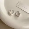 Pendientes Redondos y Cuadrados de Plata Mate Cepillada Geométricos para Mujer, Estilo Minimalista, Pendientes Modernos y Versátiles