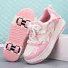 Patins de quatro rodas para crianças, sapatos transformáveis para meninos e meninas, patins de duas fileiras de uso duplo para adultos