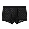 Ropa interior de malla de encaje Huajielong de seda helada para hombre al por mayor de cintura media talla grande para hombre transpirable calzoncillos tipo bóxer para hombre disponibles para dropshipping