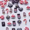 Serie Navideña Decoraciones para Uñas de Postre Rhinestones de Resina Estilo Festivo de Año Nuevo Accesorios para Uñas de Piruleta Pastel de Chocolate
