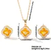 Colar Brincos Trevo de Quatro Folhas Microincrustados Conjunto de Duas Peças Feminino Luxo Leve Design de Nicho Senso de Alto Padrão Influenciador Digital Elegante Conjunto de Joias