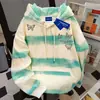 Sudadera con capucha y estampado de mariposas de diseño americano 2025 para mujer, estilo otoño e invierno, nicho, teñido anudado, top casual