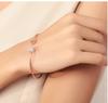 2176 Joias de Estilo Coreano com Diamante Coração Duplo em Forma de Coração Pulseira de Cristal de Coração Aberta Banhada a Ouro para Mulheres