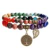 Novo Produto Amazon Temu Mais Vendido Conjunto de Pulseiras para Homens e Mulheres 6m8m Árvore da Vida Pingente de Folha Olho de Tigre Colorido Ametista