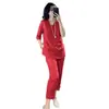 Ropa para Mujer Tallas Grandes Conjunto Estilo Nacional Chino para Mujeres Tallas Grandes Botón de Rana Manga Corta Holgado Top con Abertura Pantalones Casuales de Nueve Décimas Verano Personalizado