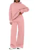 Conjunto de moletom casual de outono e inverno para mulheres, com gola alta, caimento solto, calça pantalona e moletom com capuz de manga longa, 2 peças