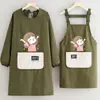 Delantal Impermeable de Dibujos Animados Uso Doméstico de Cocina Cubierta de Manga Limpiable Ropa para Mujer Puesto de Catering Ropa de Trabajo de Manga Larga Impresión de Logotipo