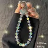 Cadena de Teléfono Cuadrada de Cristal de Moda con Etiqueta de Corazón, Correa Corta para Funda de Teléfono, Colgante Llavero de Bolso para Mujer