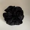 Goma para el pelo de malla con pedrería para mujer, liga para el pelo azul de alta elasticidad para coletas y moños