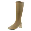 Botas de mujer estilo británico Martin, nuevos modelos de otoño e invierno, punta redonda, tacón grueso, botas de media pantorrilla para mujer, botas largas, botas largas de tacón grueso al por mayor