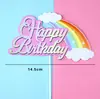 Bolo de Aniversário Arco-Íris Cartão Plug-in Bandeira Laser Letras Felizes Enfeites Decorativos Festa Celebridade da Internet Layout de Cena