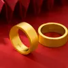 Ley antigua herencia anillo plano arena dorada par de anillos para amantes cara lisa mate hombres y mujeres anillo liso ins anillo pulsera venta al por mayor