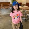 Ropa para bebés y niños, novedad de 2022, camiseta de algodón para niños medianos y grandes, camisa de manga corta estilo occidental de verano para niñas, camisa de algodón de manga corta.