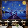 Fondo de tela de cielo estrellado lunar tela colgante ins lienzo para habitación tapiz de sala de estar pared de fondo de mesita de noche tela para pared de dormitorio de celebridad de internet