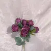 Decoraciones para Mesa de Comedor Rústica de 7 Piezas con Pequeñas Rosas de Copo de Nieve, Flores Artificiales Estilo Jardín de Monet para Bodas