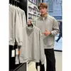 Nuevo Sudadera con Capucha de Media Cremallera de Color Sólido Estilo Retro Japonés Simple para Hombre, Otoño Holgada Versátil para Pareja, Top Casual