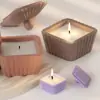 Vaso de Flor Trapezoidal Listrado de Resina com Papoula Caixa de Armazenamento Molde de Silicone para Ornamento de Copo de Gesso para Velas DIY