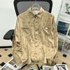 Camisa de manga comprida retrô estilo japonês para homens e mulheres, estilo Hong Kong, floral, elegante, estilo coreano, design de nicho, camisa solta com gravata para o verão