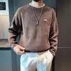 Suéter de cuello redondo para hombre, nuevo estilo otoño/invierno, color liso, casual, corte holgado, capa base de manga larga, prenda exterior de punto