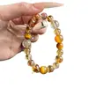 Little Treasury Pulsera de Cuarzo Rutilado Amarillo Natural Ojo de Tigre Cuarzo Rutilado Dorado para Mujer Multigema Cristal Natural Estilo Versátil
