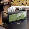 Caixa de lenços de couro estilo vintage, caixa de armazenamento para controle remoto de mesa de centro de sala de estar estilo chinês, caixa de lenços de alta qualidade