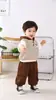 Ropa Linda para Niños y Niñas, Nuevo Conjunto de Tres Piezas con Sudadera con Capucha a Rayas de Cachorro para Primavera y Otoño, Estilo Coreano