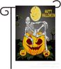 Nova Bandeira de Jardim de Halloween com Borda Cruzada Bat Abóbora Gato Preto Feriado Pátio Ao Ar Livre Linho Bandeira Dupla Face