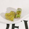 Pendientes de cuentas con forma de corazón, con agujeros rectos, de color degradado, dorado, rosa arena, a la moda, combinables con todo, accesorios de joyería DIY al por mayor