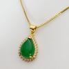 Estilo coreano Natural Verde Calcedônia Pingente Colar Rico Verde Profundo Calcedônia Pingente Gota Pingente Clavícula Cadeia