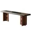 Mesa de Comedor Francesa Retro de Madera Maciza, Estilo Antiguo Tronco Rectangular para Hogar Apartamento Pequeño Fresno Mesa de Comedor Ovalada