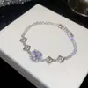 Joias de corrente coloridas! Pulseira oval de zircônia super brilhante, luxo leve e sensação de alta qualidade, joias femininas versáteis e requintadas para atacado
