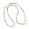 Cadena Larga para Suéter con Colgante de Nudo de Cuerda Tejida Hecho a Mano de Diseño Vintage, Piedra Natural y Borla, Collar con Flor, con un Toque de Lujo para Mujer