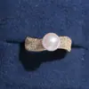 Accesorios DIY Anillo de Plata de Ley S925 con Circonita Microincrustada y Perla, Accesorio de Montura de Anillo Versátil y Elegante 8-10