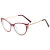 Nuevas gafas lisas de dos colores con diseño de ojo de gato personalizado para mujer, de cara grande, adelgazantes, planas, con luz antiluz azul y marco de espejo de proximidad.