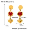 Azucarero Super Brillante Lujo Ligero Corazón Piedra de Cristal Collar Pulsera Acero de Titanio Chapado en Oro Forma de Corazón Conjunto de Joyería para Mujer