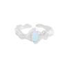 1168 Anillo de piedra lunar irregular geométrico de diseño nicho de lujo ligero estilo coreano INS plata esterlina S925 anillo para mujer