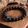 Pulsera Valiente de Obsidiana Natural de Nueve Colas Nueva Pulsera China Versátil Moda Mismo Estilo para Hombres y Mujeres Explosiones de Moda de Tiktok