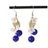 EZ5435 pendientes europeos y americanos transfronterizos para mujer, nuevo colgante de cuentas, hoja verde, lirio, orquídea, moda, temperamento, joyería para orejas de mujer