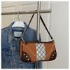 Bolsa Casual com Costura em Cor Contrastante Bolsa Feminina da Moda Textura Estilo Ocidental Bolsa Feminina Verão 2025 Retrô Ombro Mão Axila