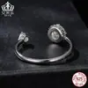 Anillo Abierto de Moda Evelle con Moissanita Anillo Ajustable Plata de Ley s925 Joyería Versátil Brillante para Mujer Venta al por Mayor