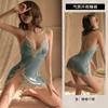 Conjunto de Lencería Sexy Manyan Sexy de Encaje con Tirantes de Escote en V Profundo y Abertura Elegante para Dormir 9412