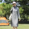 Ropa de Protección Solar Larga para Mujer UPF50+ Tacto Hielo Nylon Imitación Larga Hasta la Rodilla con Capucha y Cremallera Chaqueta de Verano Delgada Nuevo Estilo 2026